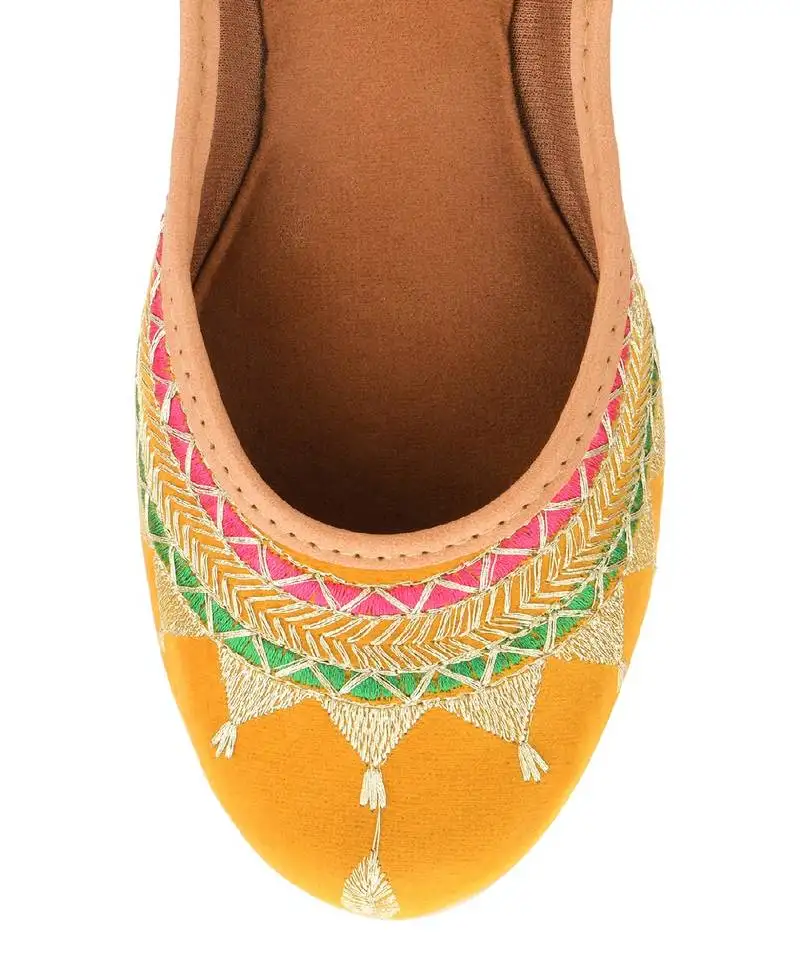 Embroidered mustard zari flats