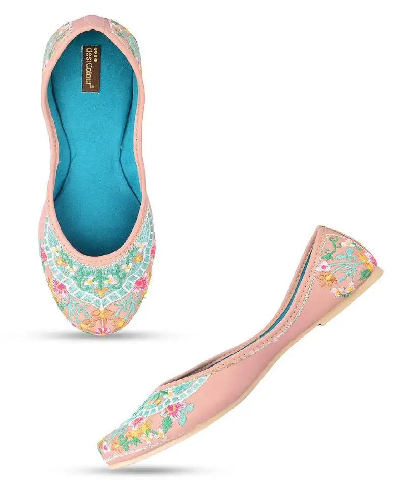 Dual peach colour embroidered flats