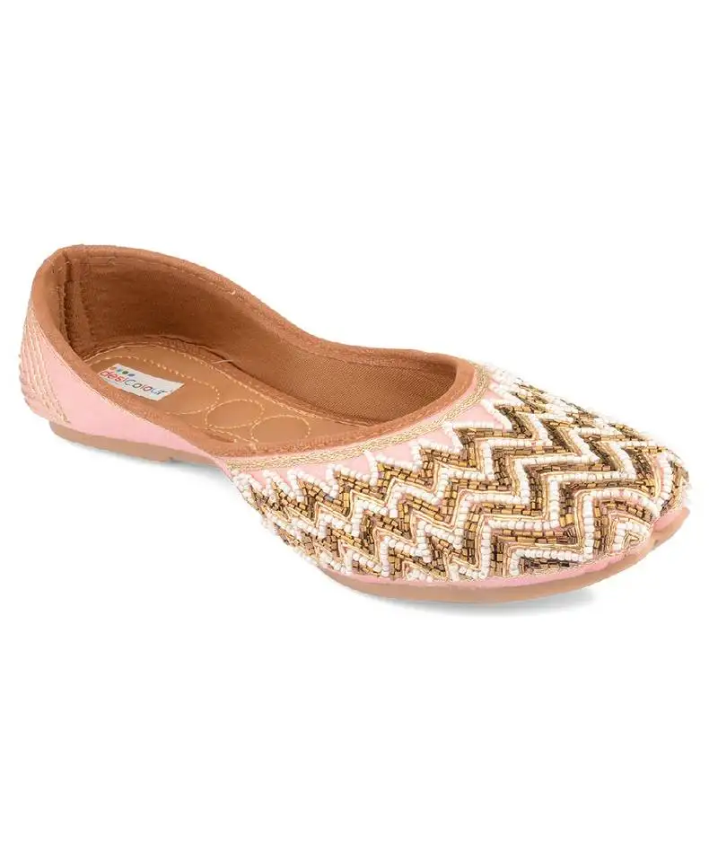 Pink pearl zigzag flats