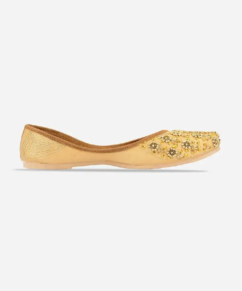 Gold round embroidered flats