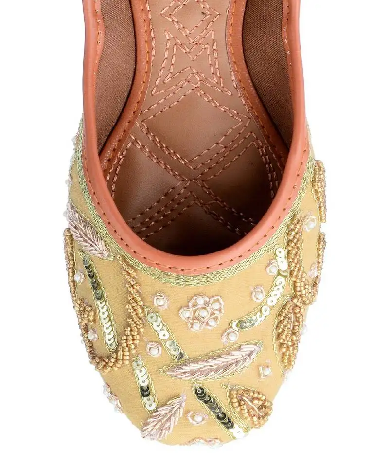 Gold embroidered flats