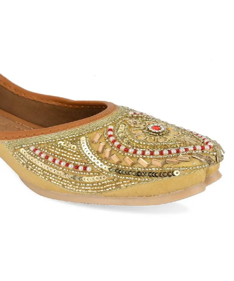 Gold red dabka flats