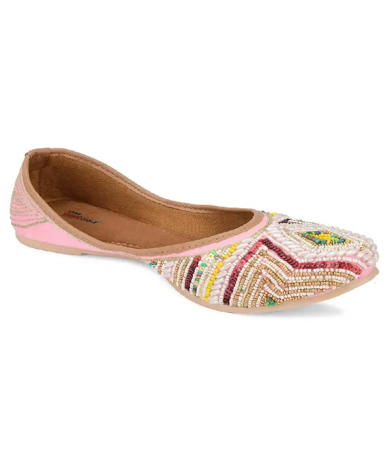 Rhombus pearl embroidered flats
