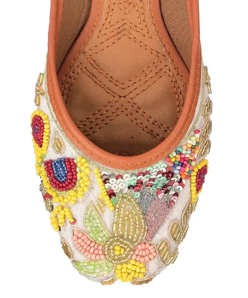 Multicolor colour pearl work flats