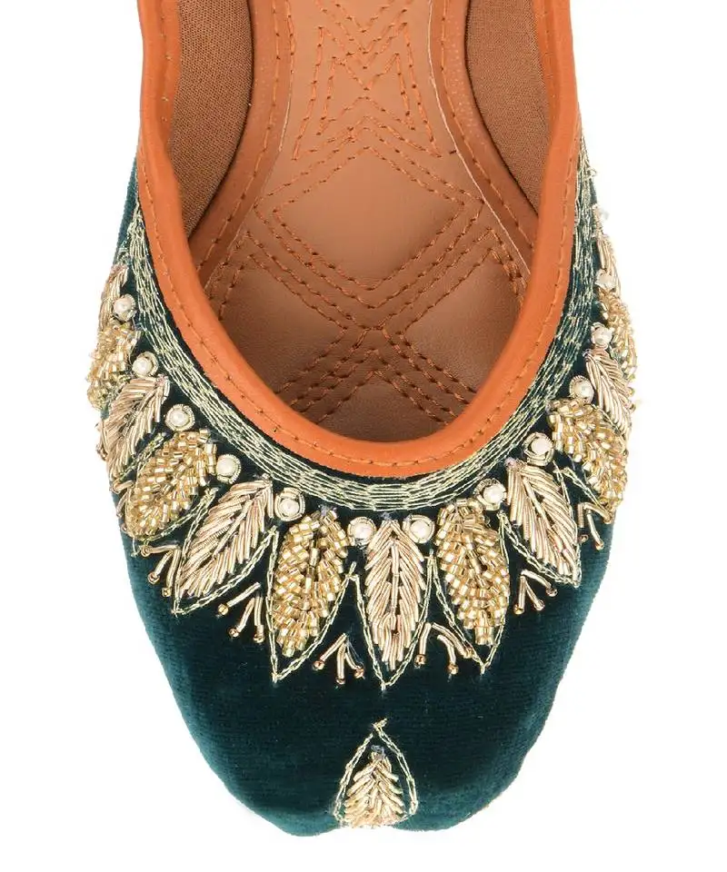 Velvet green flats
