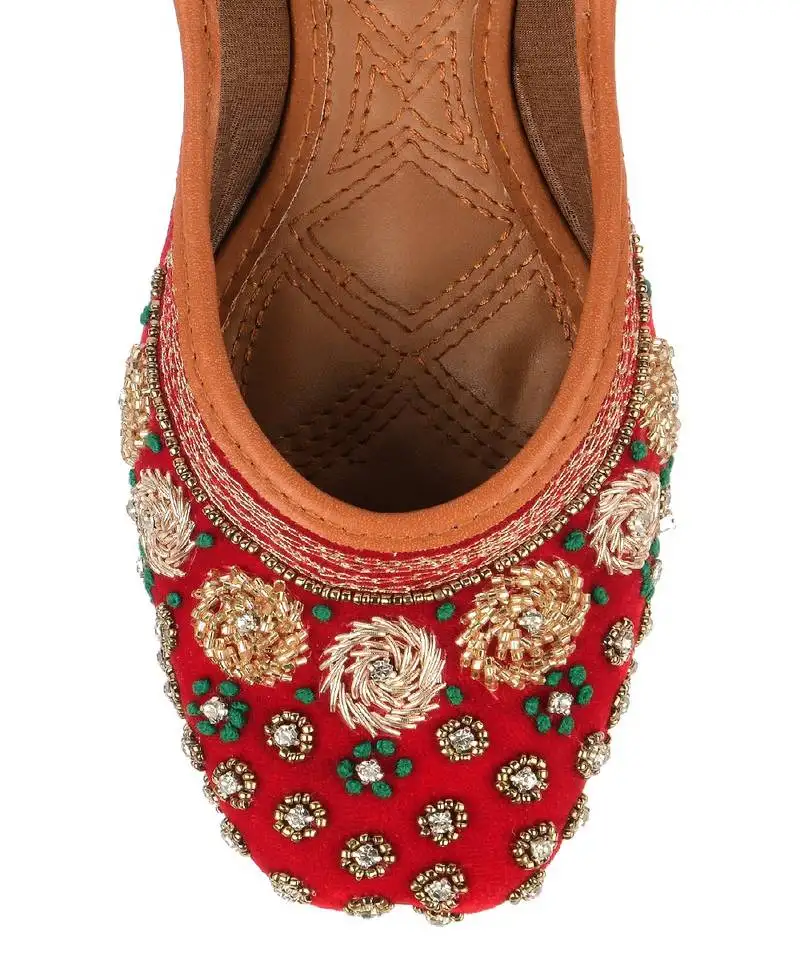 Red velvet stone flats