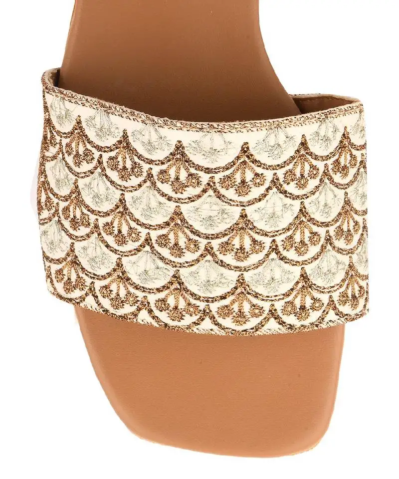 Off white thread work slider flats