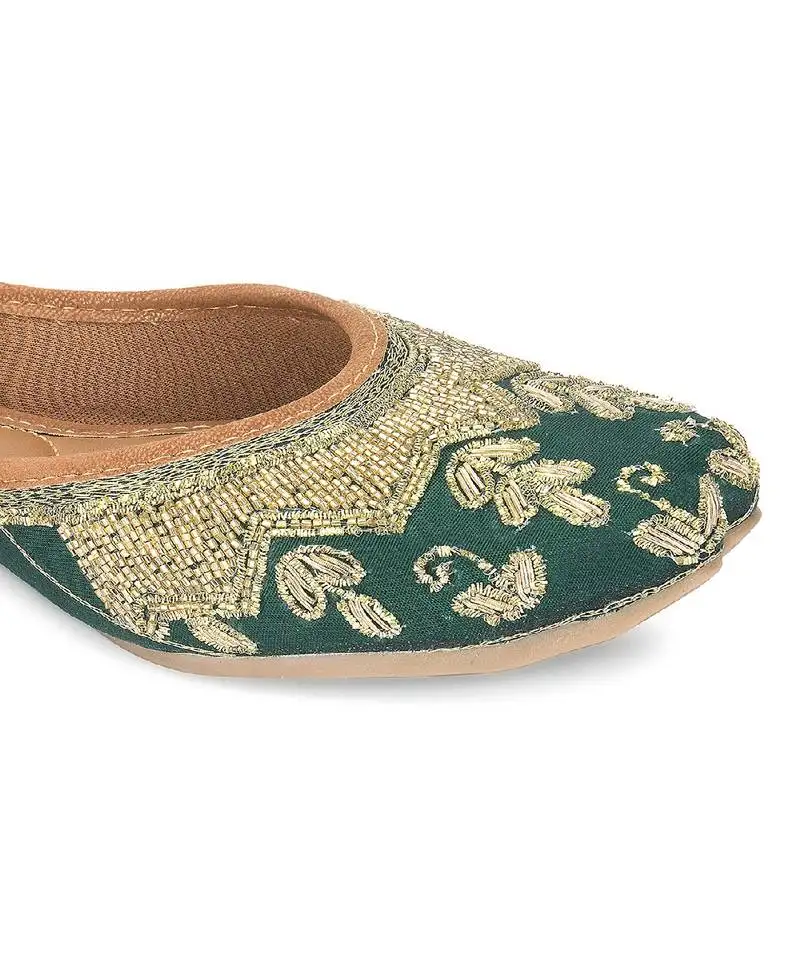 Green dabka work flats