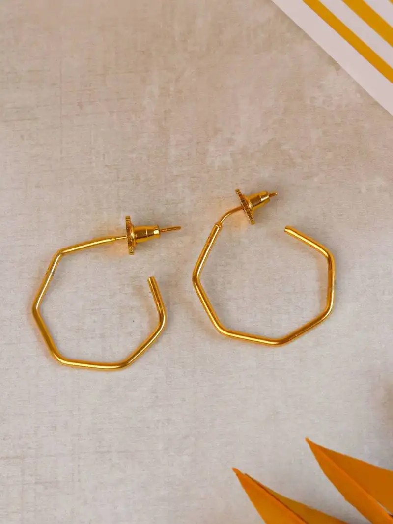 Ultra light hexagon hoop earrings