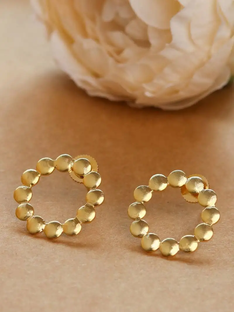 Matte gold plated circle studs