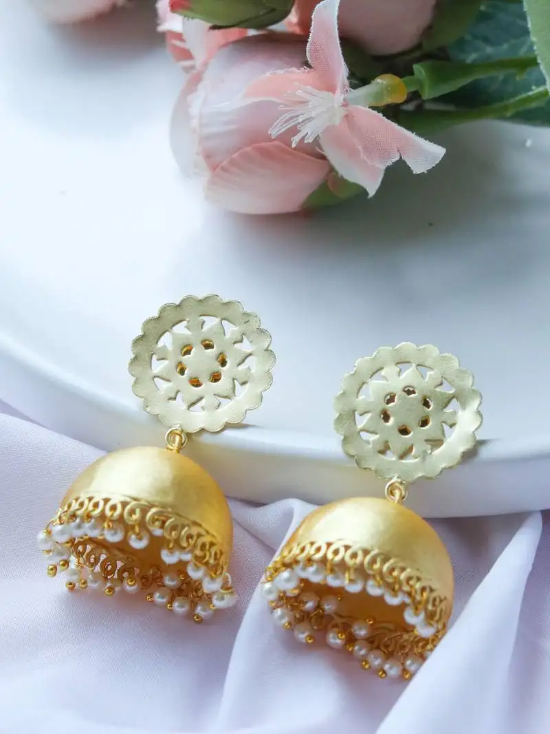 Matte gold plated jali jhumki