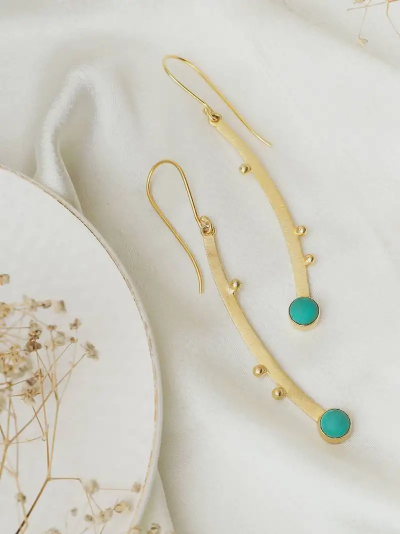 Western gold plated hook firoza earring