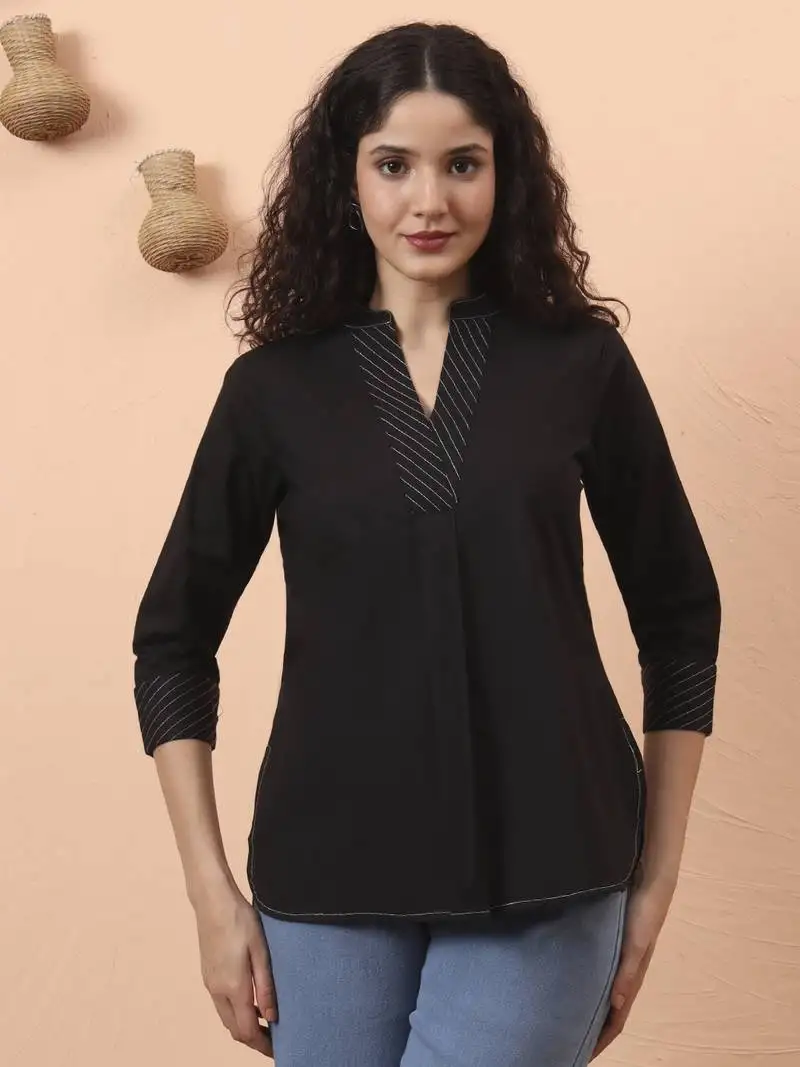 Black cotton regular top