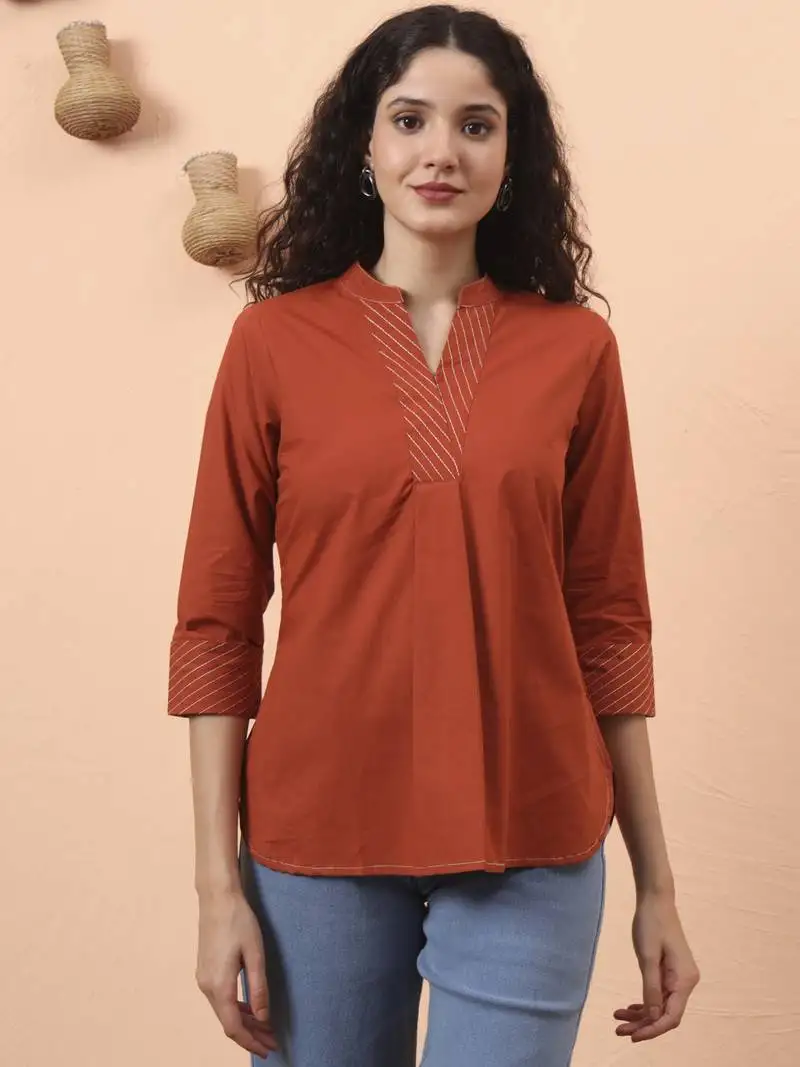 Rust cotton regular top