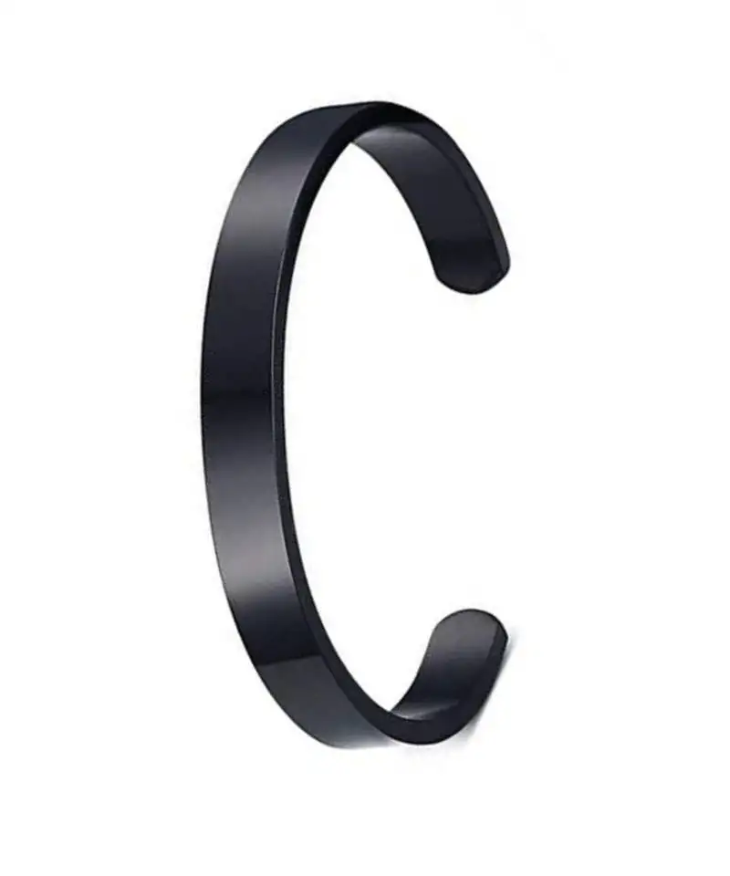 Black cuff bracelet stylish bracelet for women & men accessories jewellery for adjustable stainless steel