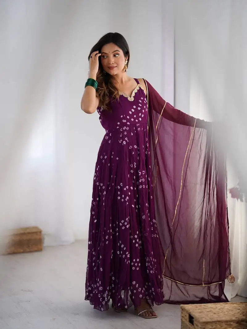Haze purple long kurta with dupatta