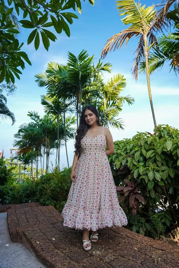 Cream color heavy rayon heavy digital printed beautiful partywear gown