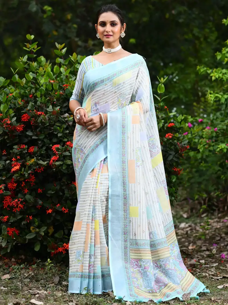 Bottle green solid banarasi art silk woven saree with matching blouse