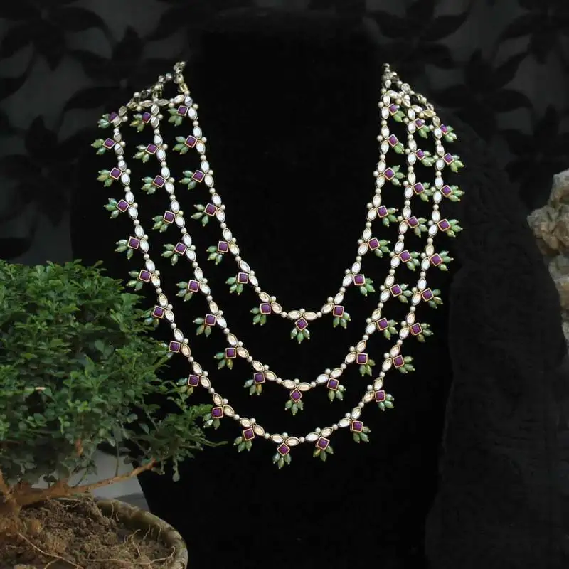 Pearl twirl 3 layer necklace