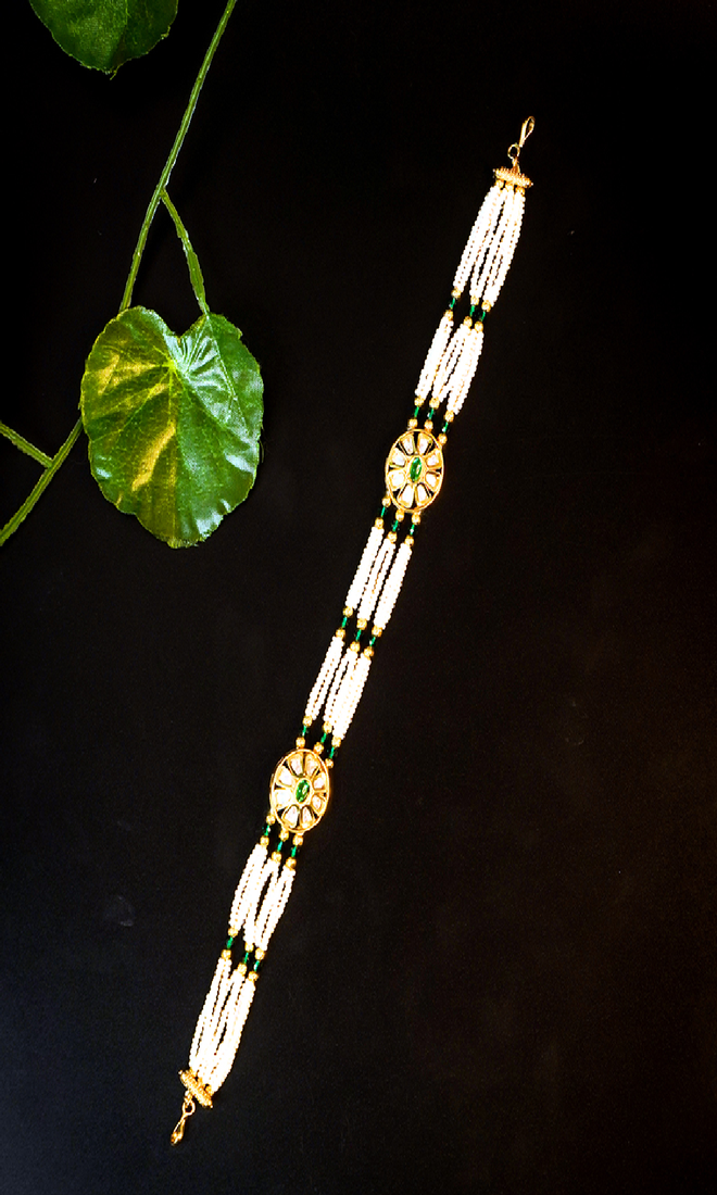 emerald bloom beaded matha patti