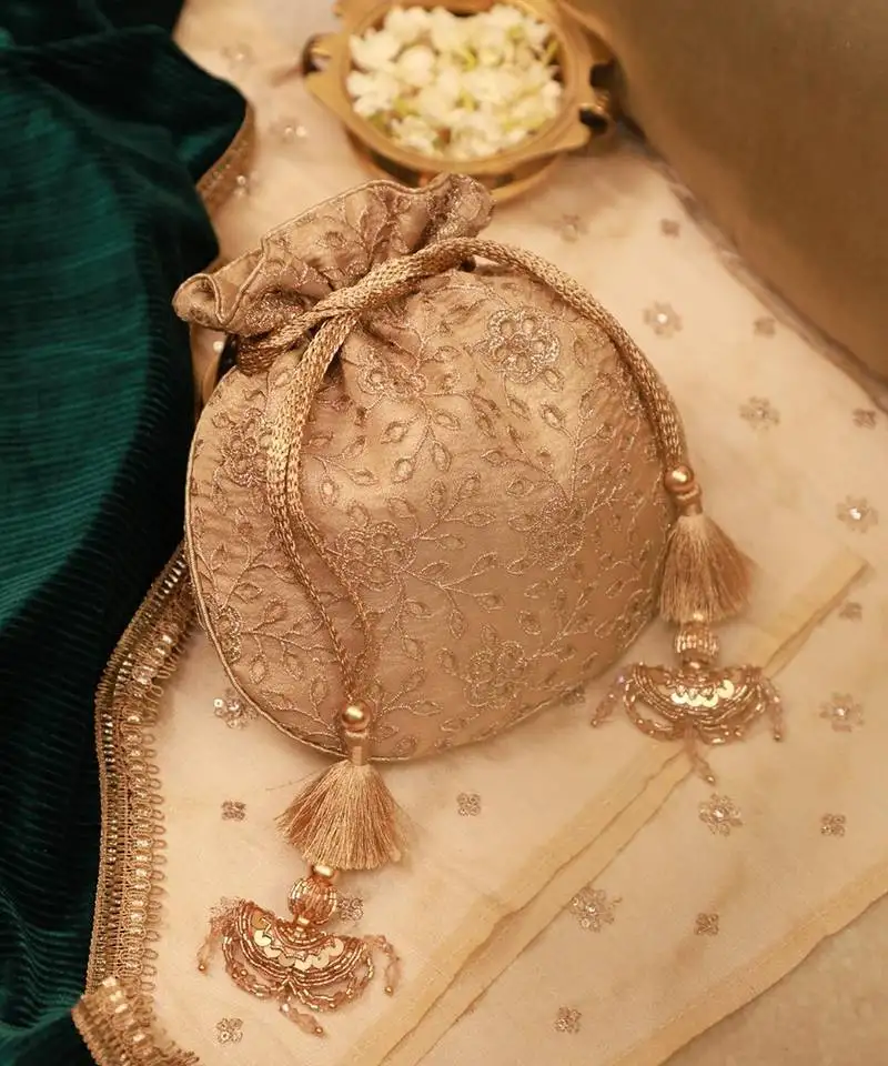 Tarang cutwork potli - gold