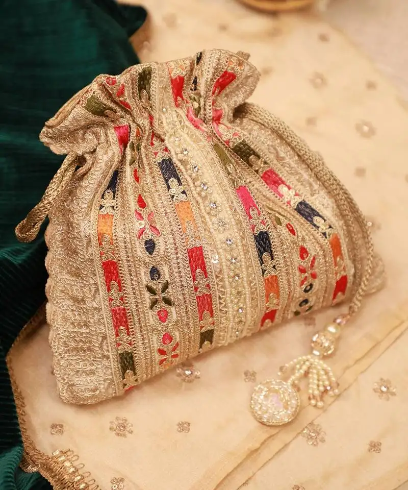 Naaz embroidered potli - multicolor