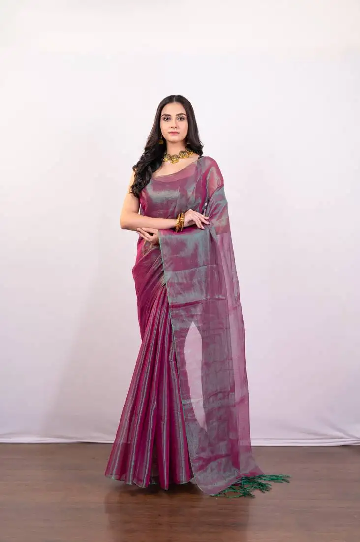 Dual tone tissue art silk saree