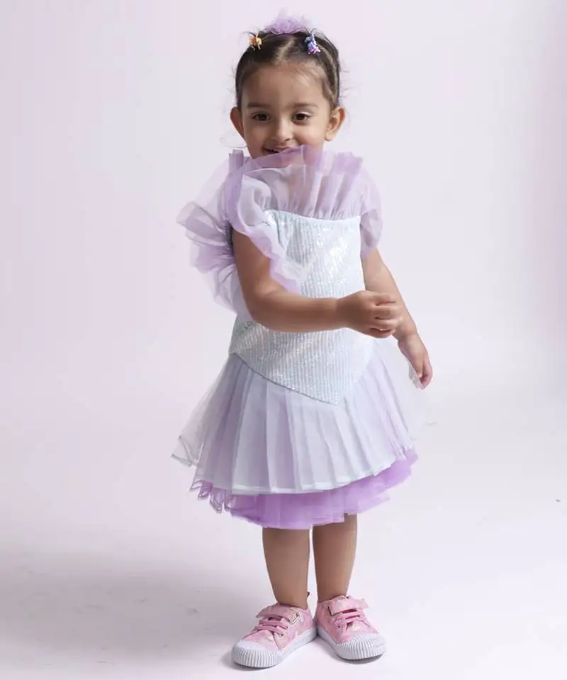 Purple plain satin unicorn dress