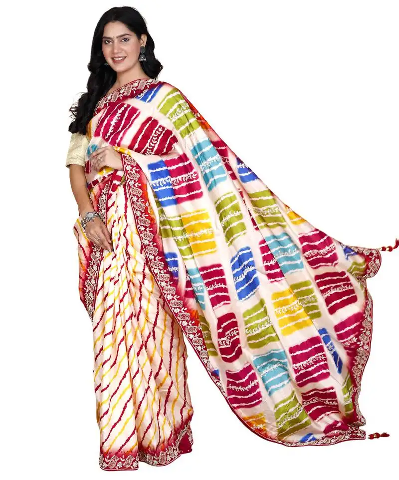 Multicolor women's bandhani printed saree for women