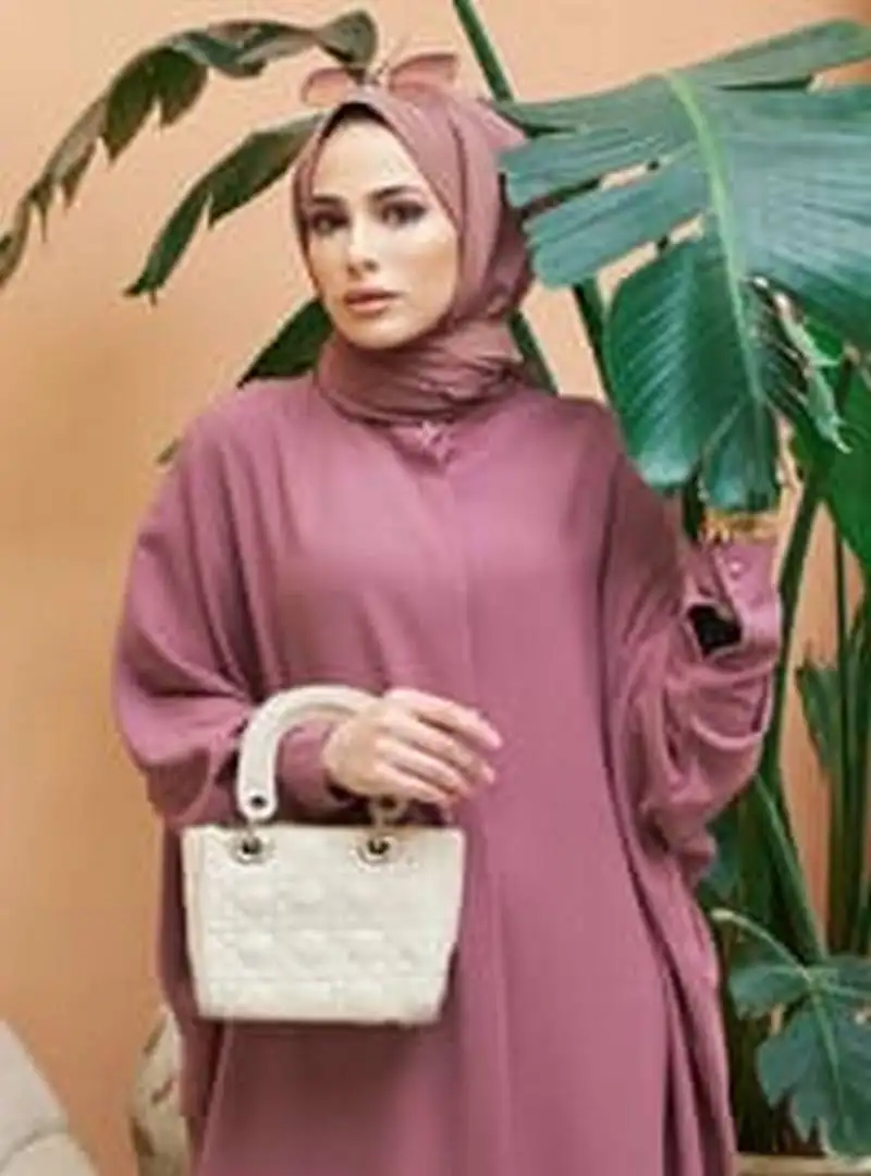 Puce pink kaftan abaya in firdaus fabric