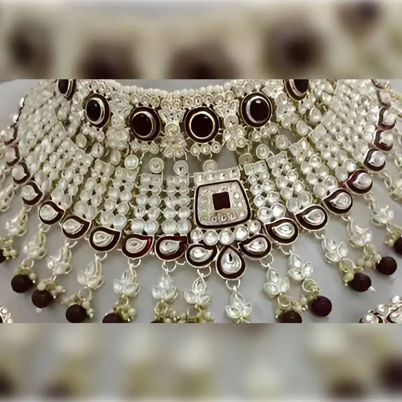 Royal maroon kundan choker necklace set bridal polki jewelry with pearl for wedding, karwa chauth & festive occasions