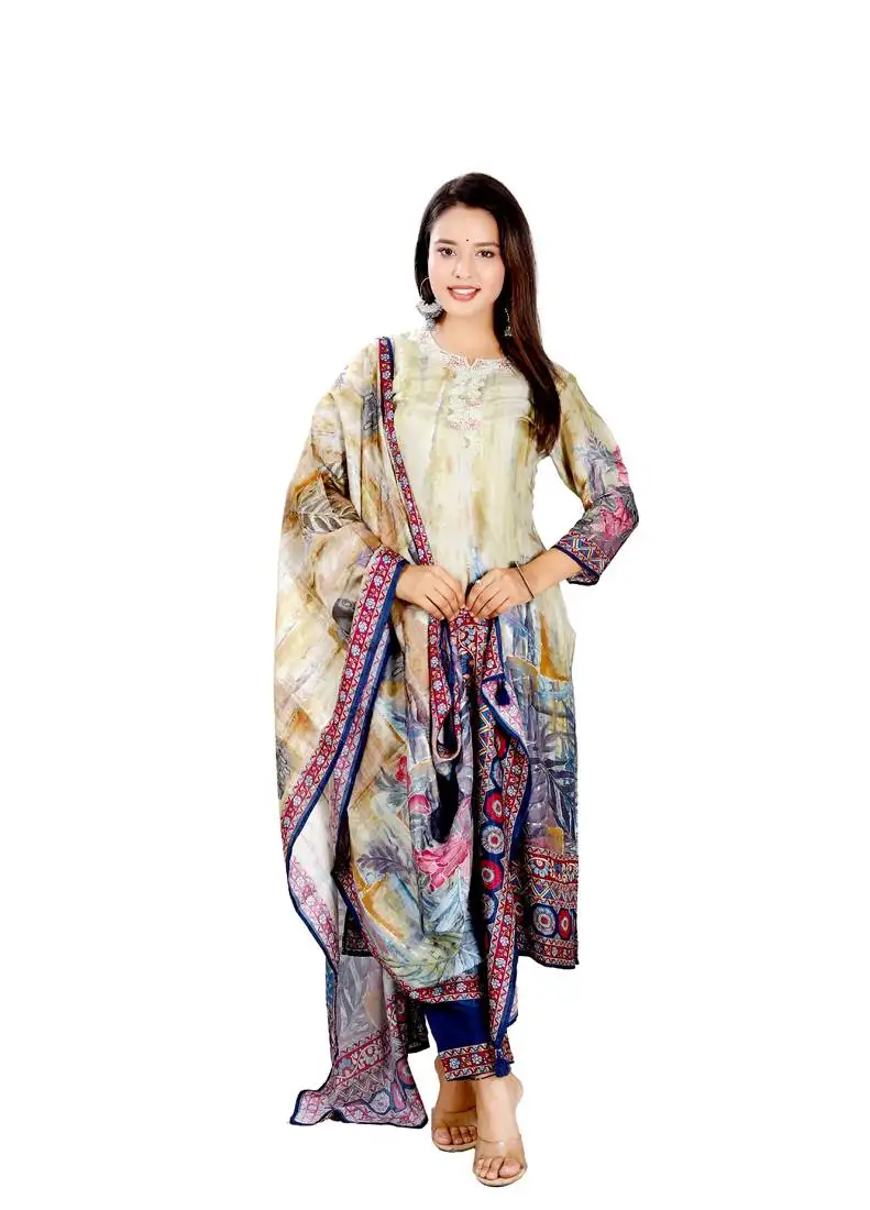 Women's digital print ethnic straight kurta set for women with dupatta