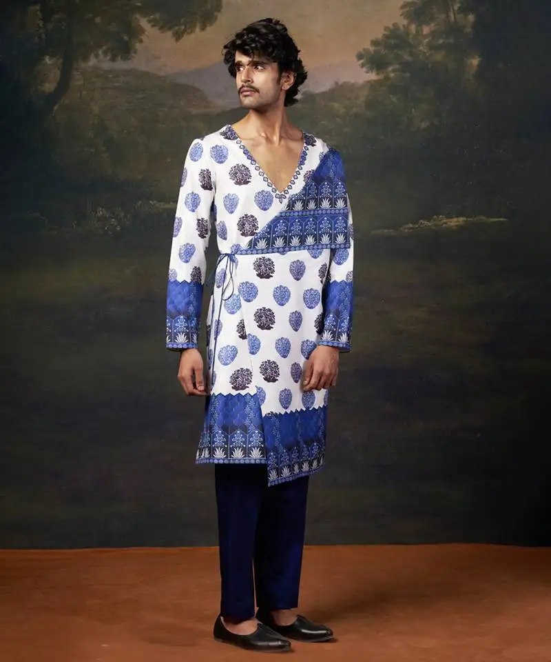 White stylish angrakha kurta set