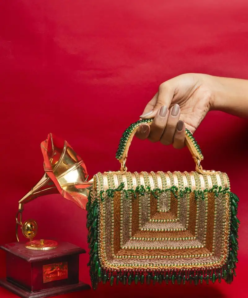 Gold matto splendour kasse green gold nayaab by sonia