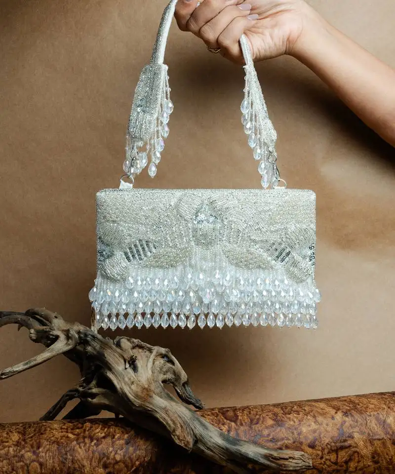 Silver ornate radiance kasse silver mist nayaab by sonia