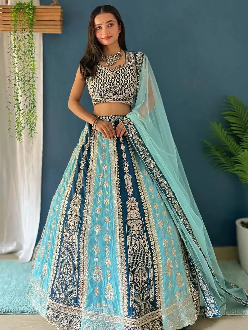 Multi-color sequins georgette designer lehenga choli with dupatta