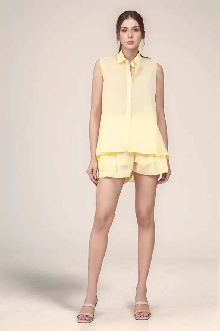 Yellow solid banarasi art silk woven saree with matching blouse