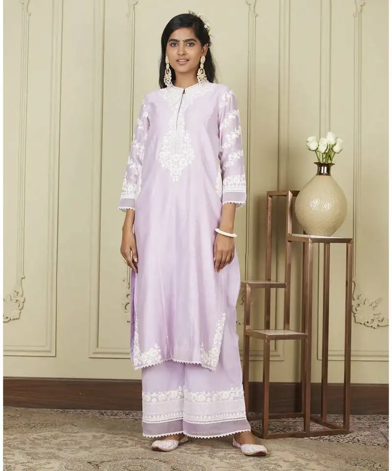 Banafsha periwinkle long kurta with palazzo set