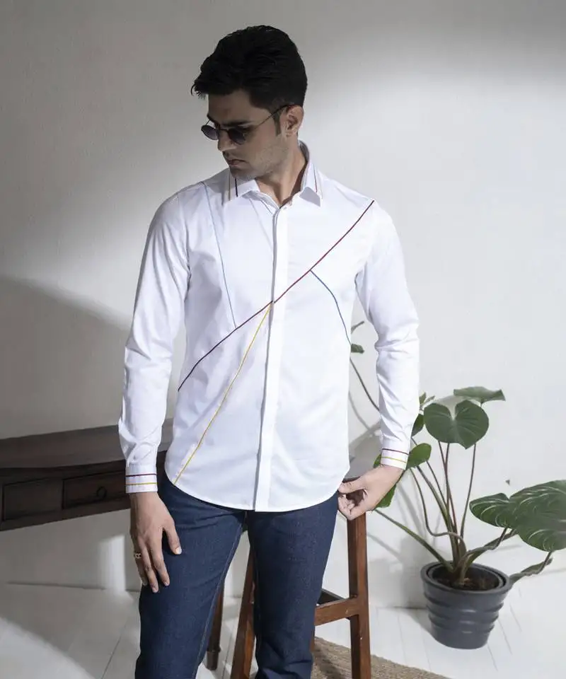 Men’s white plain cotton shirt