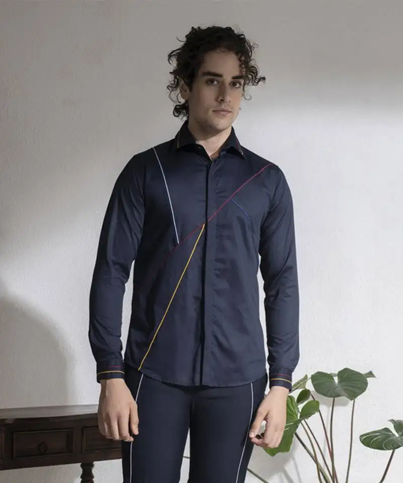 Men’s blue plain cotton shirt