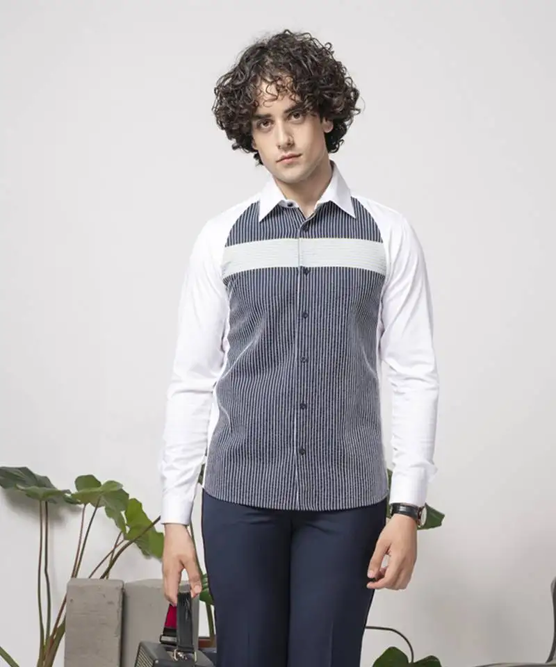 White and blue plain cotton men's shirt