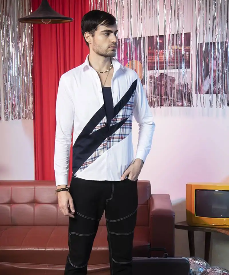 White plain cotton men's casual shirt