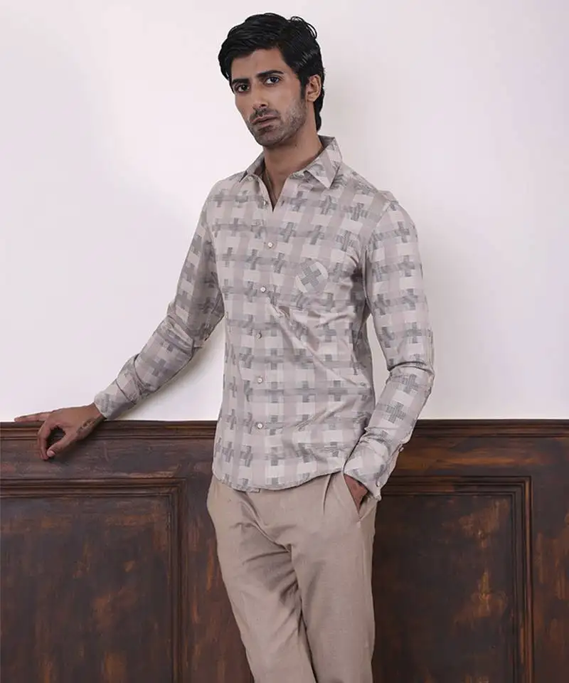Multi-color printed cotton men's shirt