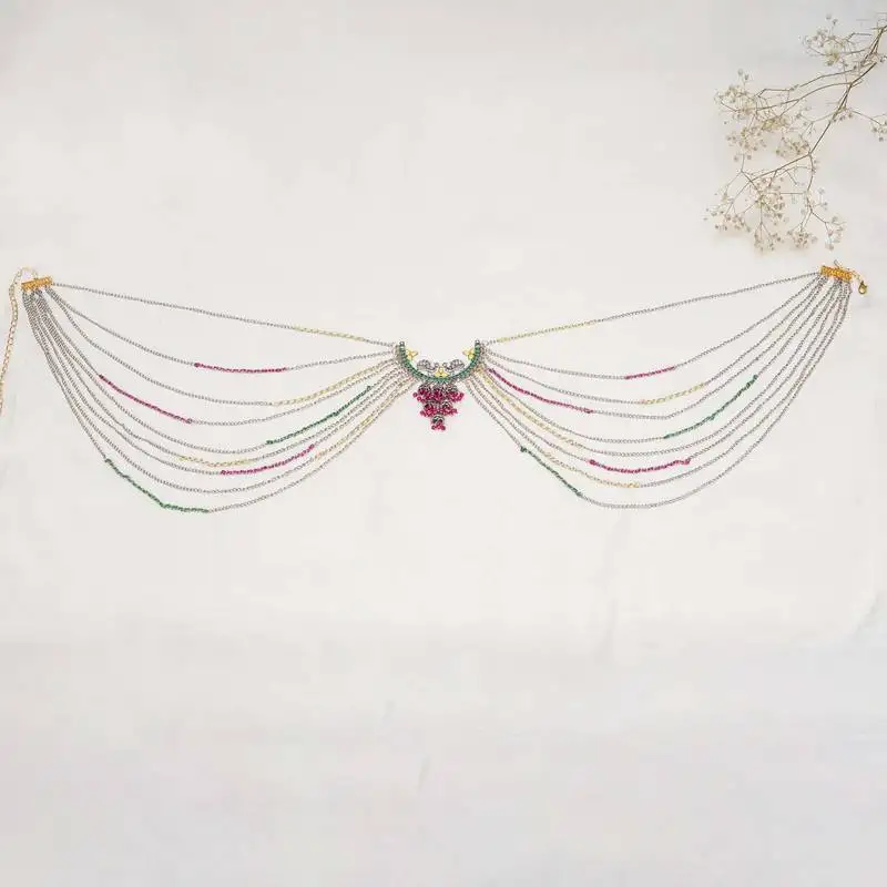 Oxidized silver multistrand waistbelt with beads waist size 24