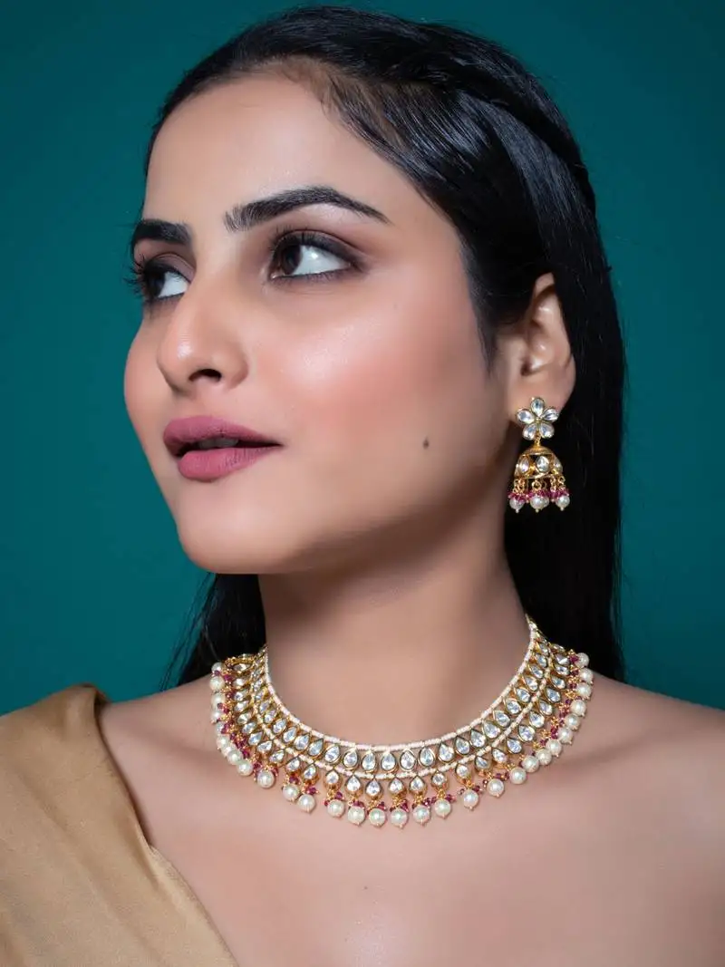 Kundan polki choker necklace set