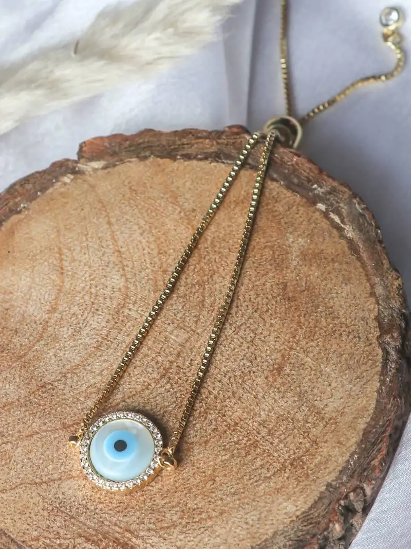 Round evil eye bracelet - gold plated