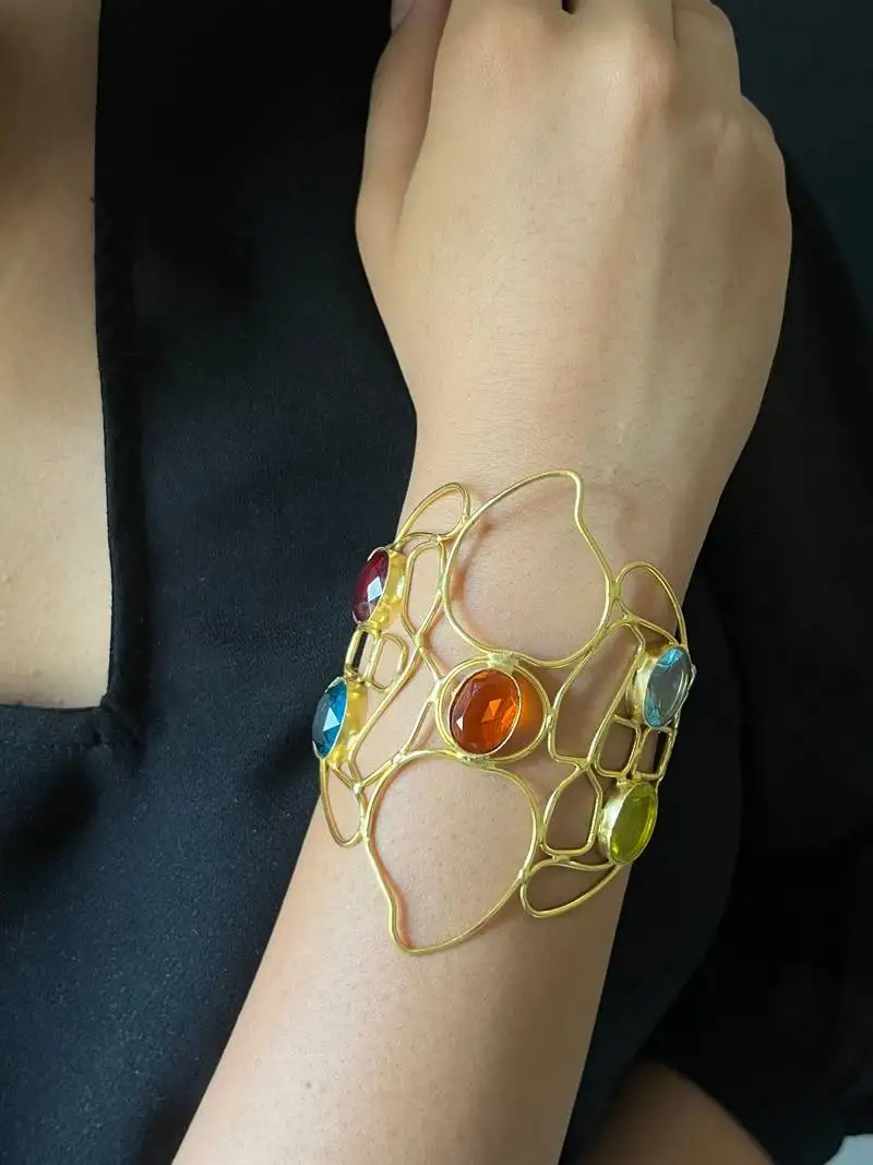 Western gold plated wired free size bracelet