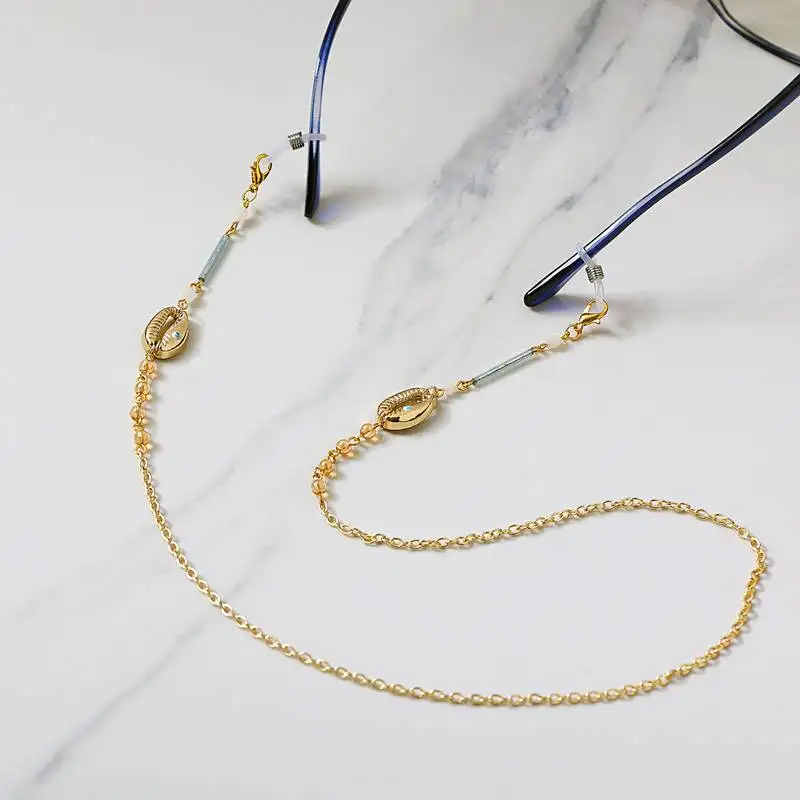 Blue glass tube evil eye shell spectacles::Air pods chain