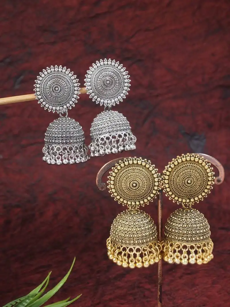 I jewels traditional fancy lightweight ethnic jhumka earrings combo for women