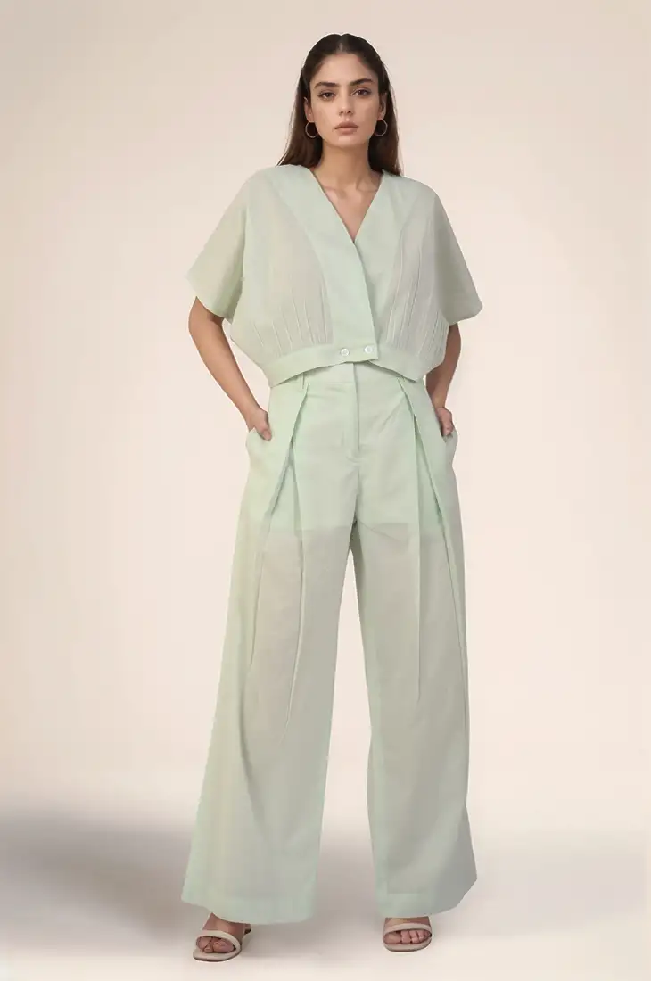 Pista paisley banarasi art silk embellished saree with matching blouse